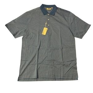 Alister Mackenzie Golf Polo Shirt Blue Stripe Short Sleeve XXL - NWT